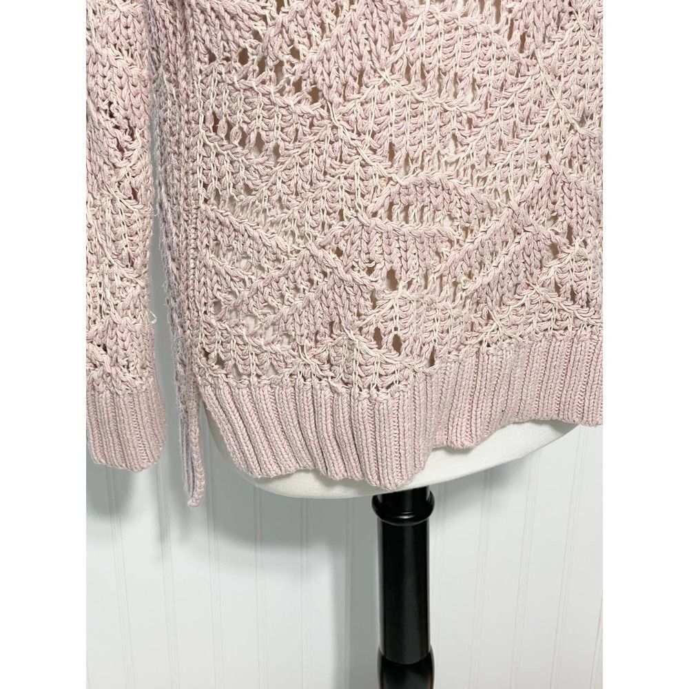 Universal Thread Open Knit Sweater Crew Neck Long Sleeve Pullover‎ Pink Cream XL - Picture 4 of 12